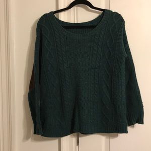 Oversized forest green cable-knit sweater - UO